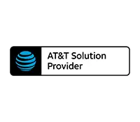 AT&T Solution Provider badge with blue globe logo on the left and the text 'AT&T Solution Provider'.