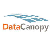 DataCanopy logo with orange 'Data' and gray 'Canopy' beneath a blue abstract canopy graphic.