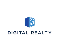 Logo featuring a blue geometric shield above the words 'Digital Realty'.